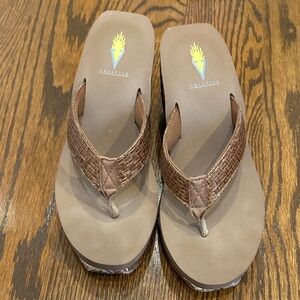 Volatile Tan Woven Platform Sandals